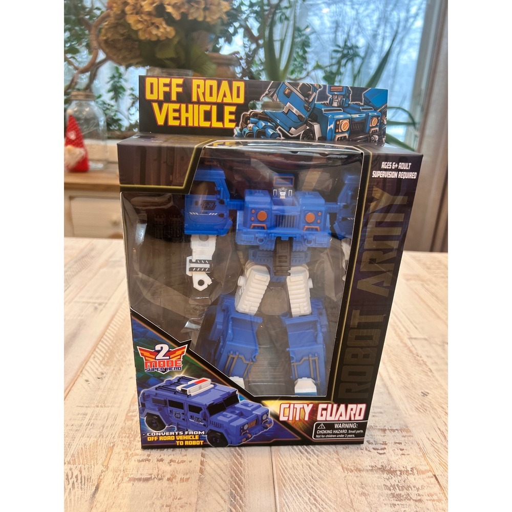 Robot Army City Guard 2‎ Mode Converts Off Road Vehicle To Robot Blue Toy